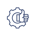 A blue and white icon of a hand giving the thumbs up.