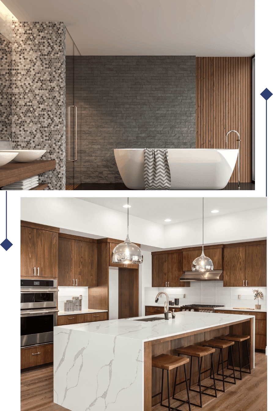 A kitchen with a sink, oven and microwave.